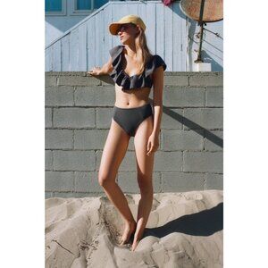 Zara Charcoal Ruffle Bikini Set
